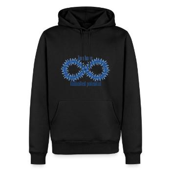 Sie haben unbegrenztes Potenzial - Männer Premium Bio Hoodie - Schwarz - Vorne - Nico (187cm)