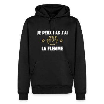 je peux pas j'ai la flemme - Sweat à capuche Premium bio Homme - noir - Devant - Nico (187cm)