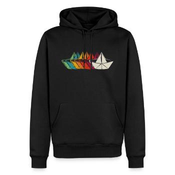 Capitaine de bateau en papier - Sweat à capuche Premium bio Homme - noir - Devant - Nico (187cm)