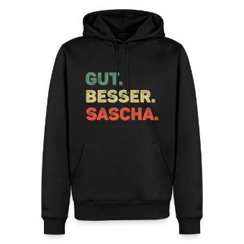 Sascha Spruch Vorname Name Gut Besser Sascha - Männer Premium Bio Hoodie - Schwarz - Vorne - Nico (187cm)
