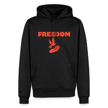 Freedom - Männer Premium Bio Hoodie - Schwarz - Vorne - Nico (187cm)