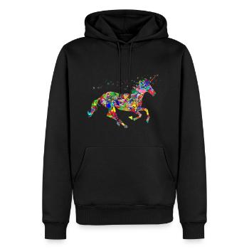 licorne - Sweat à capuche Premium bio Homme - noir - Devant - Nico (187cm)