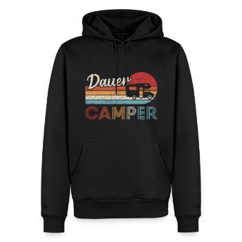 Camping Retro Dauercamper Wohnmobil - Männer Premium Bio Hoodie - Schwarz - Vorne - Nico (187cm)