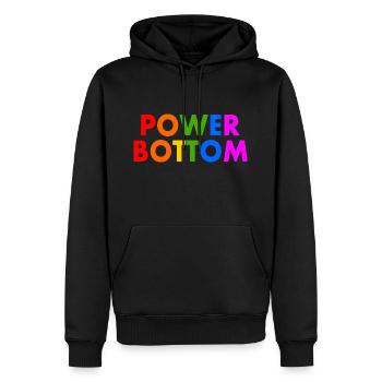 Power bottom - Männer Premium Bio Hoodie - Schwarz - Vorne - Nico (187cm)