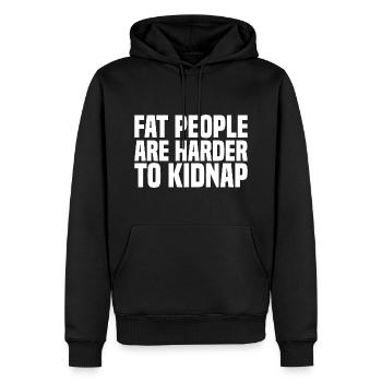 Les personnes grosses sont plus difficiles à kidnapper - drôle de dicton - Sweat à capuche Premium bio Homme - noir - Devant - Nico (187cm)