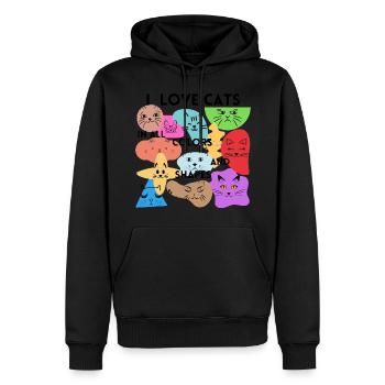 J’aime les chats de toutes les couleurs et de toutes les formes - Sweat à capuche Premium bio Homme - noir - Devant - Nico (187cm)