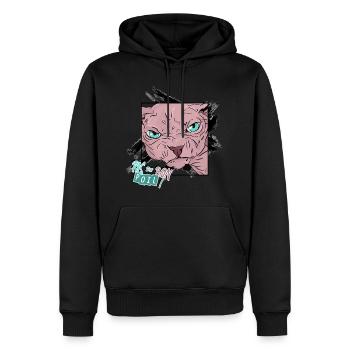Pas Content | Sphynx_01 - Sweat à capuche Premium bio Homme - noir - Devant - Nico (187cm)