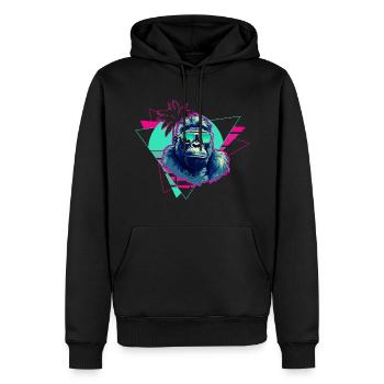 Gorille avec lunettes de soleil Retro Synthwave - Sweat à capuche Premium bio Homme - noir - Devant - Nico (187cm)