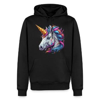 Unicorn Head - Men’s Premium Organic Hoodie - black - Front - Nico (187cm)