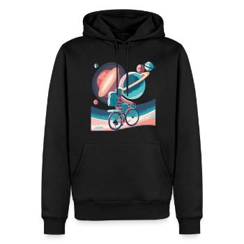 Cyclisme galactique - Sweat à capuche Premium bio Homme - noir - Devant - Nico (187cm)