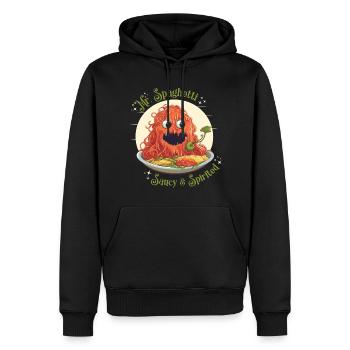 Mr. Spaghetti, würzig und aufregend - Männer Premium Bio Hoodie - Schwarz - Vorne - Nico (187cm)