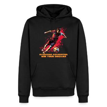 A footballer in dynamic action, modern pop-art - Men’s Premium Organic Hoodie - black - Front - Nico (187cm)