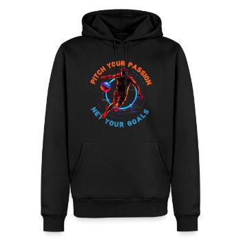 Neon football match, motivational quote - Men’s Premium Organic Hoodie - black - Front - Nico (187cm)