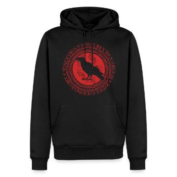 Viking Norse Corbeau Celtique Corbeau Rune Cercle - Sweat à capuche Premium bio Homme - noir - Devant - Nico (187cm)