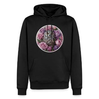 Eulen- und Pastellrosa - Männer Premium Bio Hoodie - Schwarz - Vorne - Nico (187cm)