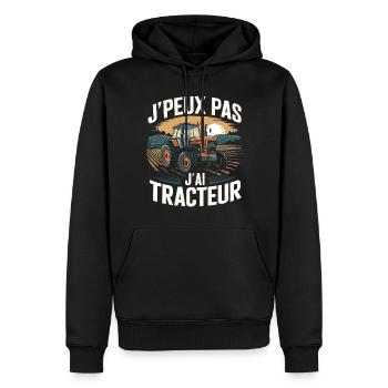 tee shirt I can't I have tractor - Men’s Premium Organic Hoodie - black - Front - Nico (187cm)