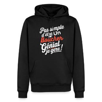 Metzger auch genial - Männer Premium Bio Hoodie - Schwarz - Vorne - Nico (187cm)
