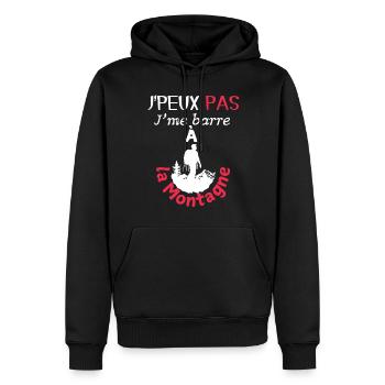 J'peux pas, j'me barre à la montagne - Sweat à capuche Premium bio Homme - noir - Devant - Nico (187cm)