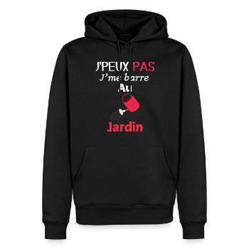 J'peux pas, j'me barre au jardin - Sweat à capuche Premium bio Homme - noir - Devant - Nico (187cm)