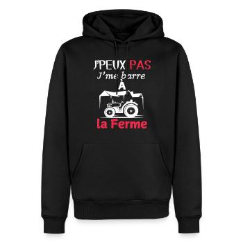 J'peux pas, j'me barre à la ferme - Sweat à capuche Premium bio Homme - noir - Devant - Nico (187cm)