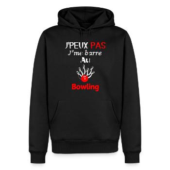 Fan de Bowling – J'me barre au bowling - Sweat à capuche Premium bio Homme - noir - Devant - Nico (187cm)