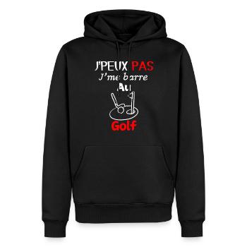 Passion Golf – J'me barre au golf - Sweat à capuche Premium bio Homme - noir - Devant - Nico (187cm)