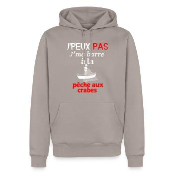 Marine Humour – Ich gehe Krabbenfischen - Männer Premium Bio Hoodie - Taupe - Vorne - Nico (187cm)