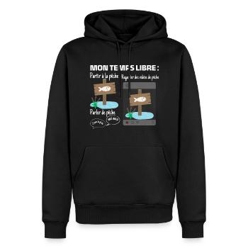 Meine Freizeit: 100% Angeln - Männer Premium Bio Hoodie - Schwarz - Vorne - Nico (187cm)