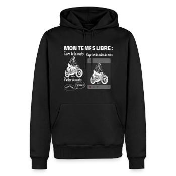 Meine Freizeit: 100% Motorrad - Männer Premium Bio Hoodie - Schwarz - Vorne - Nico (187cm)