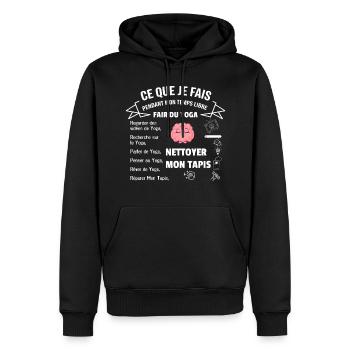 Was ich in meiner Freizeit mache: Yoga - Männer Premium Bio Hoodie - Schwarz - Vorne - Nico (187cm)