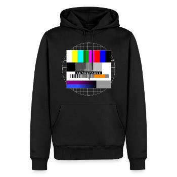 Sendepause Testbild - Männer Premium Bio Hoodie - Schwarz - Vorne - Nico (187cm)