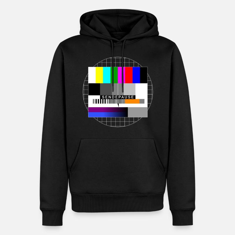 Sendepause Testbild - Männer Premium Bio Hoodie - Schwarz