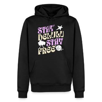 Stay Delulu stay free - Männer Premium Bio Hoodie - Schwarz - Vorne - Nico (187cm)