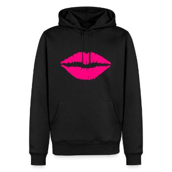 Lèvres kissing lèvres rose - Sweat à capuche Premium bio Homme - noir - Devant - Nico (187cm)