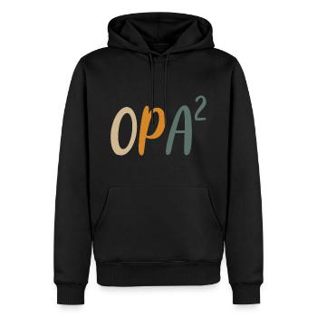 Opa hoch 2 Zweifacher zwei 2 Enkelkindern - Männer Premium Bio Hoodie - Schwarz - Vorne - Nico (187cm)