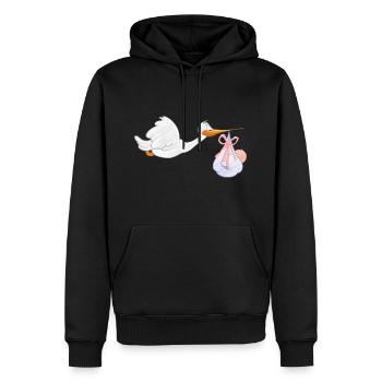 Cigogne avec bébé - Sweat à capuche Premium bio Homme - noir - Devant - Nico (187cm)