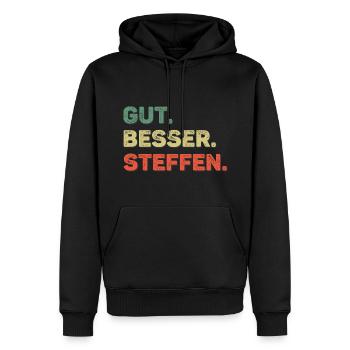 Steffen Spruch Vorname Name Gut Besser Steffen - Männer Premium Bio Hoodie - Schwarz - Vorne - Nico (187cm)