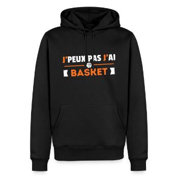 Je Peux Pas J'ai Basket Idée Cadeau Humour Sport - Sweat à capuche Premium bio Homme - noir - Devant - Nico (187cm)
