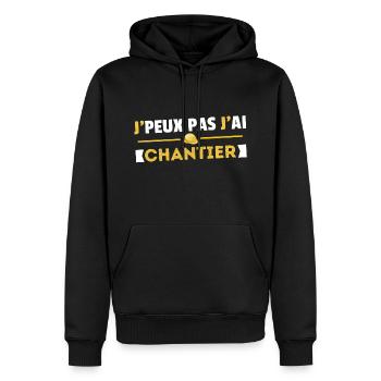 Je Peux Pas J'ai Chantier Idée Cadeau Humour - Sweat à capuche Premium bio Homme - noir - Devant - Nico (187cm)