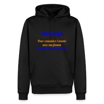 ASTROLOGIE POUR CONNAITRE L'AVENIR AVEC MA FEMME - Sweat à capuche Premium bio Homme - noir - Devant - Nico (187cm)