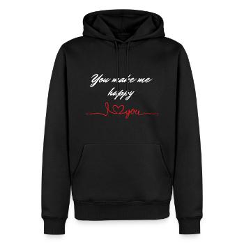 You make me happy I love you - Männer Premium Bio Hoodie - Schwarz - Vorne - Nico (187cm)