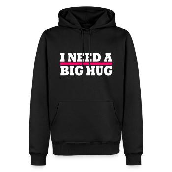 I need a big hug - Sweat à capuche Premium bio Homme - noir - Devant - Nico (187cm)