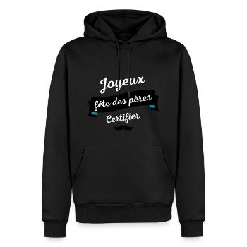 Joyeux fête des pères - Sweat à capuche Premium bio Homme - noir - Devant - Nico (187cm)