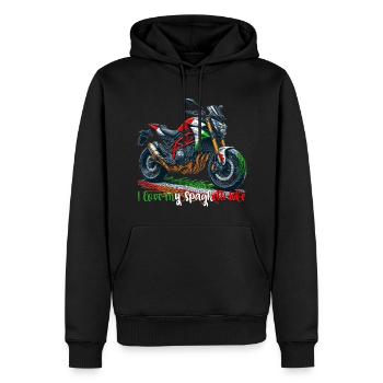 Sind Sie auch stolz auf Ihr italienisches Motorrad? - Männer Premium Bio Hoodie - Schwarz - Vorne - Nico (187cm)