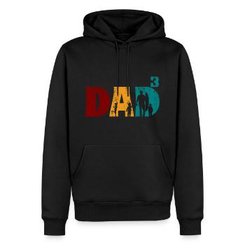 Papa Dad of 3 third child baby kids - Men’s Premium Organic Hoodie - black - Front - Nico (187cm)
