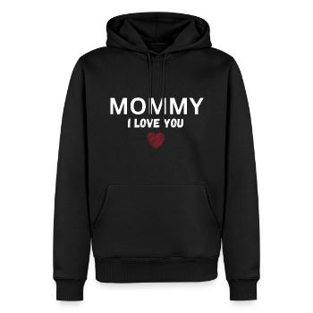 Maman je t’aime - Sweat à capuche Premium bio Homme - noir - Devant - Nico (187cm)