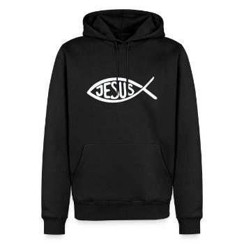 Jesus Christus von Nazareth Glaube Bibel Jesus - Männer Premium Bio Hoodie - Schwarz - Vorne - Nico (187cm)