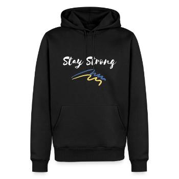 Stay Strong Ukraine - Männer Premium Bio Hoodie - Schwarz - Vorne - Nico (187cm)