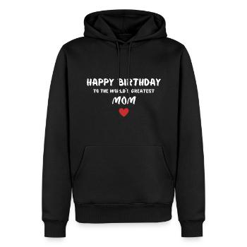 Joyeux anniversaire maman - Sweat à capuche Premium bio Homme - noir - Devant - Nico (187cm)
