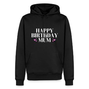 Joyeux anniversaire maman - Sweat à capuche Premium bio Homme - noir - Devant - Nico (187cm)
